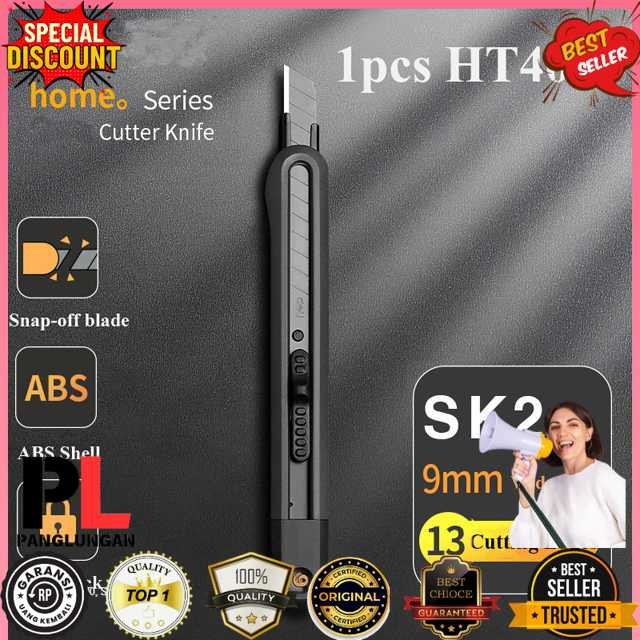

Deli Pisau Cutter Auto Lock Snap Off Blade 13 Cutting Edges SK2 9mm - HT4009