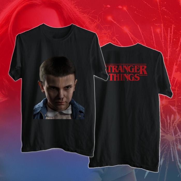 (TOP) FACE BOX - ELEVEN STRANGER THINGS - Hitam, S