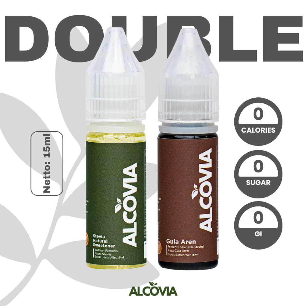 

(DOUBLE MIX) Alcovia Stevia Tetes Cair Pemanis Alami Original & Aren - 15ml