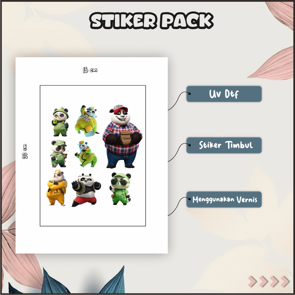 

Stiker Sticker Setiker Setikker Pack UV DTF Motif Kungfu Panda Putih Hitam P9