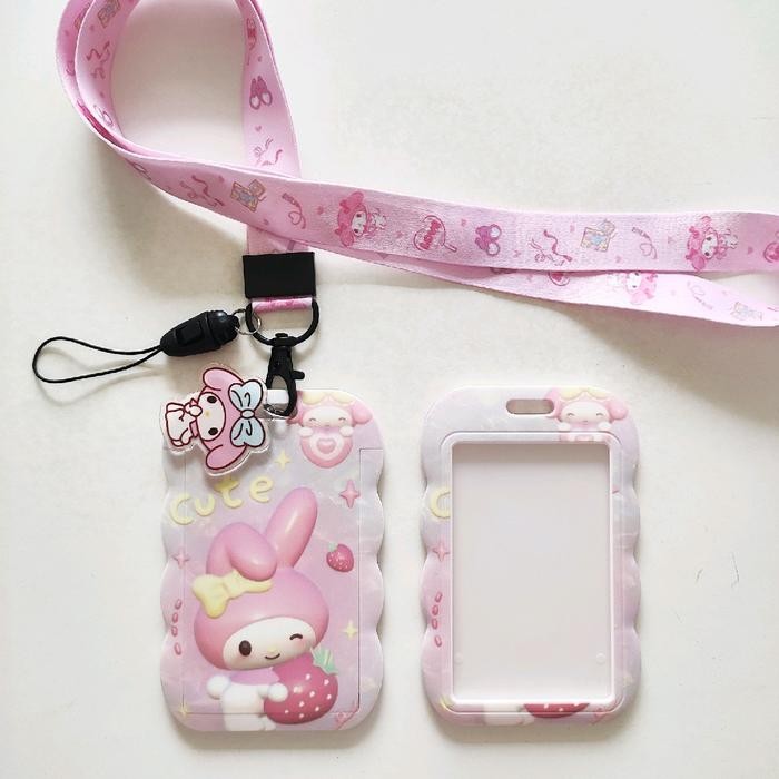 

Cute Sanrio Mascot ID Card Holder Name Tag Lanyard / Kalung Wadah Kartu Identitas Sanrio Lucu 6 / Hello Kitty Cinnamoroll My Melody Pachacco Kuromi - Kuromi