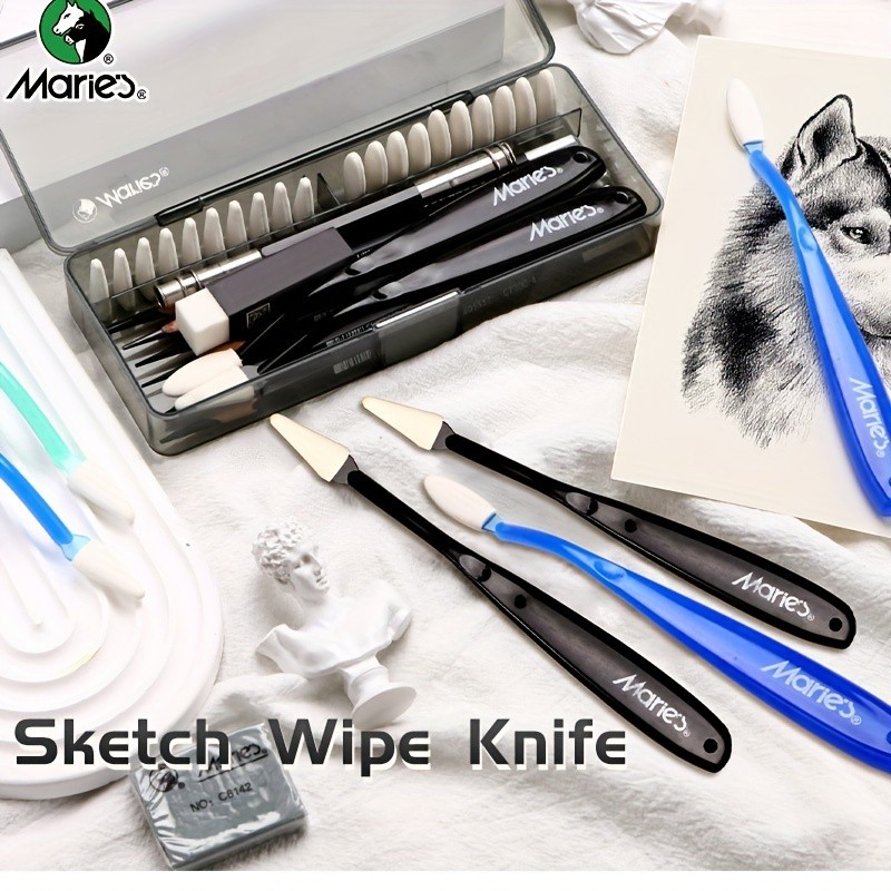 

Marie's 23pcs Art Sketch Wipe with Box,Rubbing Blending Brush,Smearing Tool for Sketching,Drawing,Mixing for Adults,Artist