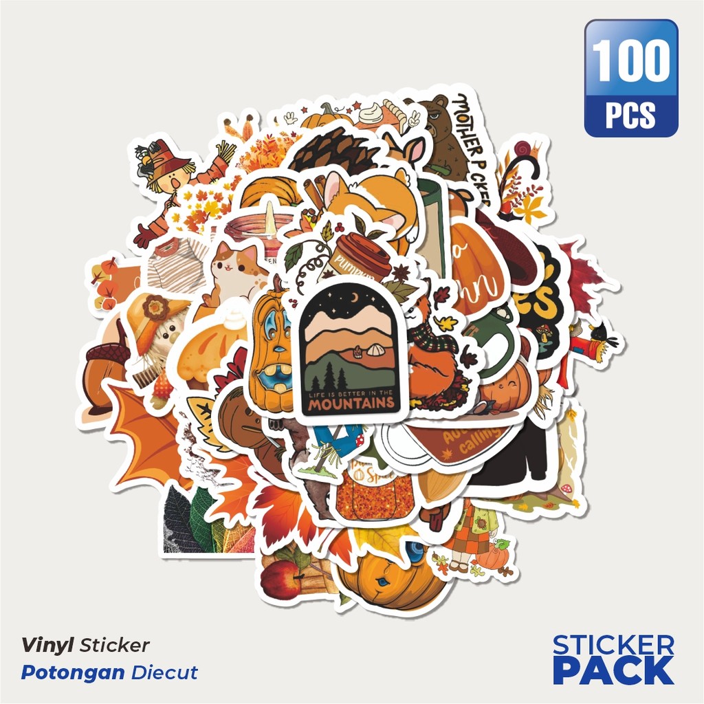 

Stiker Vinyl Stiker Hello Autumn Waterproof Aesthetic- Untuk Laptop, Motor, dan Helm - Paper Stationery Pack