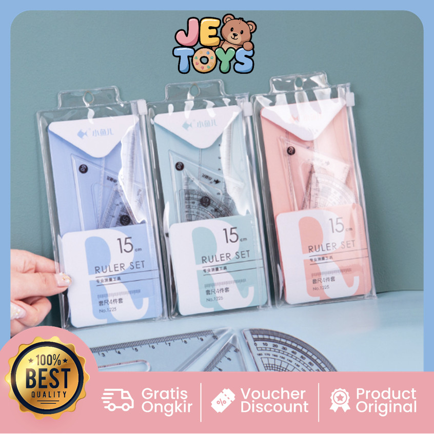 

Je Toys S6135 Perlengkapan Sekolah Menggambar Motif Polos 4 In 1 Ruller Set Transparant Penggaris Bening Polos