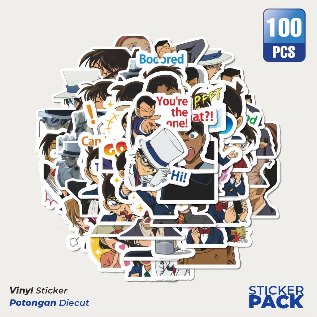 

Super Hemat! 100 PCS Stiker Anime Detective Conan V5 Waterproof Aesthetic- Untuk Laptop, Motor, dan Helm - Paper Stationery Pack