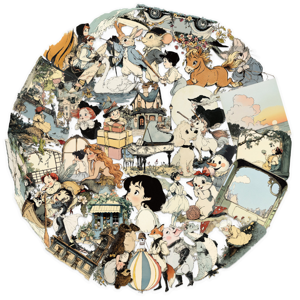 

50PCS Childlike Characters and Animals Decals Laptops Luggage Diary Skateboards Cool Guitar Motorcycle PET Sticker Design﻿