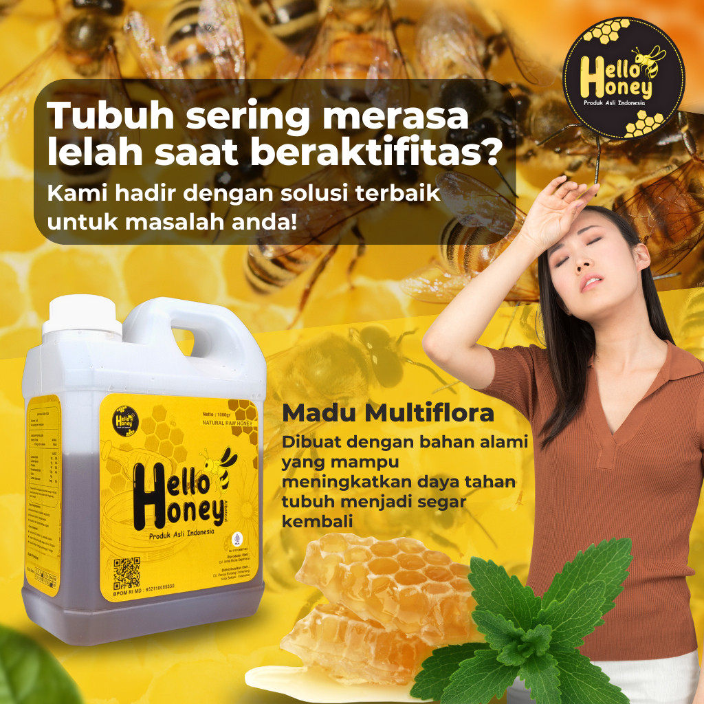 

HELLO HONEY MADU ASLI MURNI NATURAL RAW HONEY 1 KG MANIS