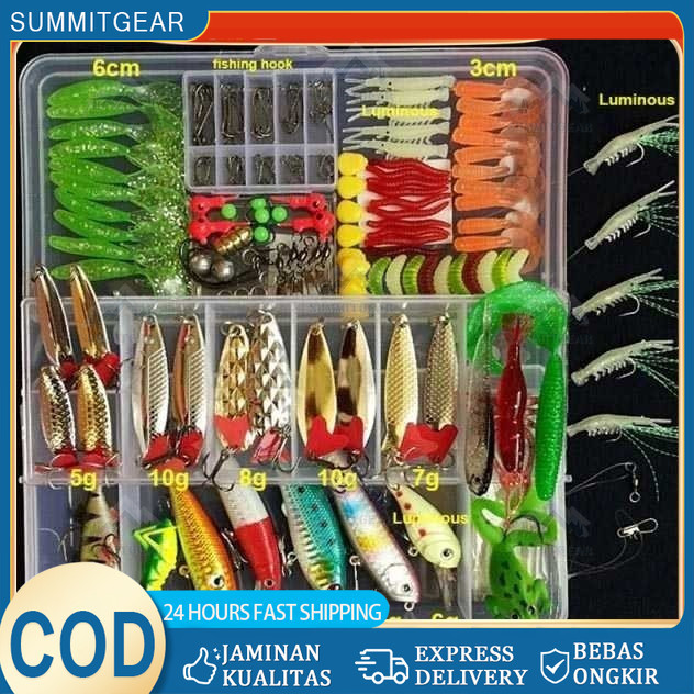 75pcs Set Umpan Pancing Fishing Tackle Box Soft Plastic Lure Umpan Campur Set Aksesoris Umpan Pancin