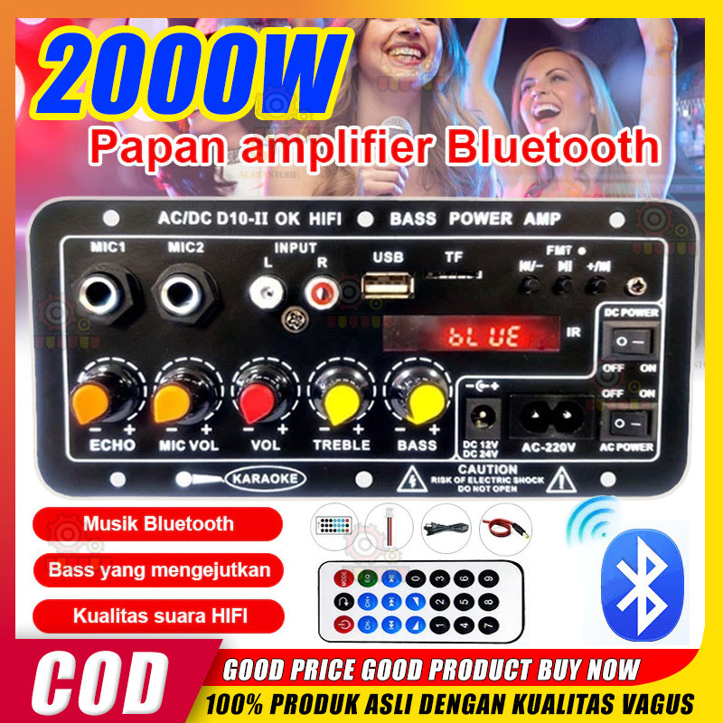2000W Bluetooth Amplifier Board 220V 12V 24V – Digital Bluetooth Amplifier Stereo dengan USB TF Remo