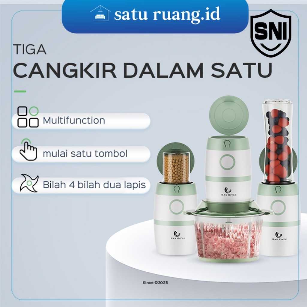 SatuRuang.Id - blender 2L mesin penggiling daging 5 in 1 multifunction meat blender elektrik (HAN RI