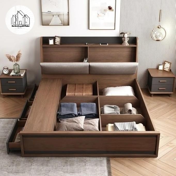 Ranjang tempat tidur hidrolik | tempat tidur serbaguna minimalis - 200x160