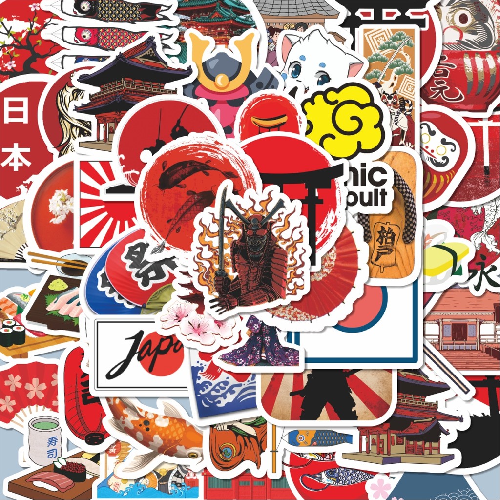 

100PCS Lucu Stiker Japanese Customs & Culture Art [Adat dan Budaya Jepang Seni] Stiker Aesthetic Stiker Anti Air Stikers Berperekat Waterproof sticker decal buat Motor Helm Buku Journal Koper Casing HP Laptop Botol Minum Hadiah anak