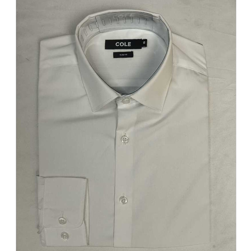 Kemeja Formal Pria Lengan Panjang Cole Slimfit Putih Polos Original Brand l Kemeja Pria