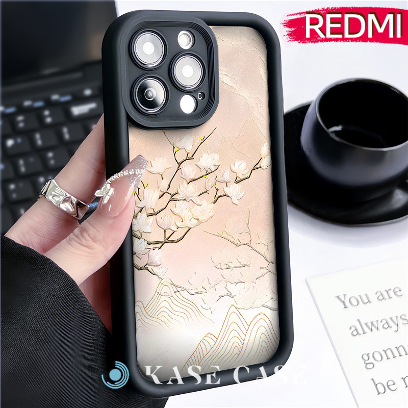 Estetik Bunga Silicone SoftCase Redmi NOTE 13 Pro Redmi 12 13C Xiaomi-POCO-M4 Pro Soft Polos Hitam T