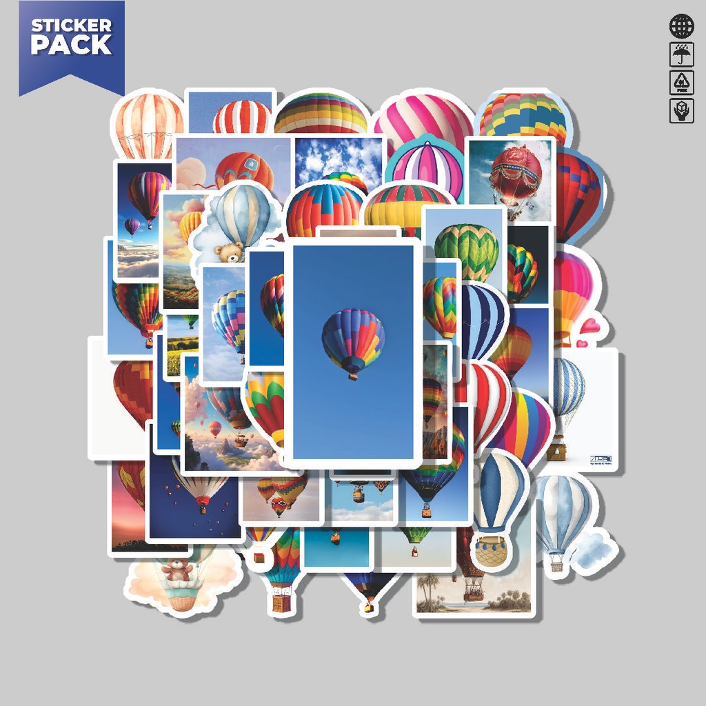 

[100PCS]Stiker Pack Stiker Ballon Udara Series Aesthetic Vinyl Anti Air Dekorasi Sticker Laptop Buku Journal Koper Helm Casing HP Gitar Helm Skateboard
