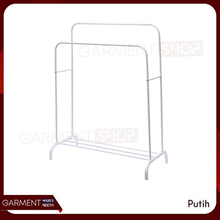 [Produk Baru Berkualitas Garansi] Stand Hanger Besi Double Butik Rak Gantungan Baju Besi Pakaian 2 T
