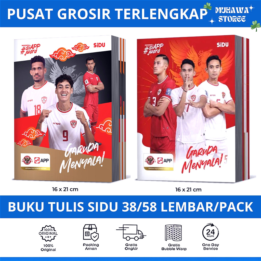

BUKU TULIS SIDU TIMNAS INDONESIA 38/58 LEMBAR 1 PACK BUKU SIDU TIMNAS INDONESIA