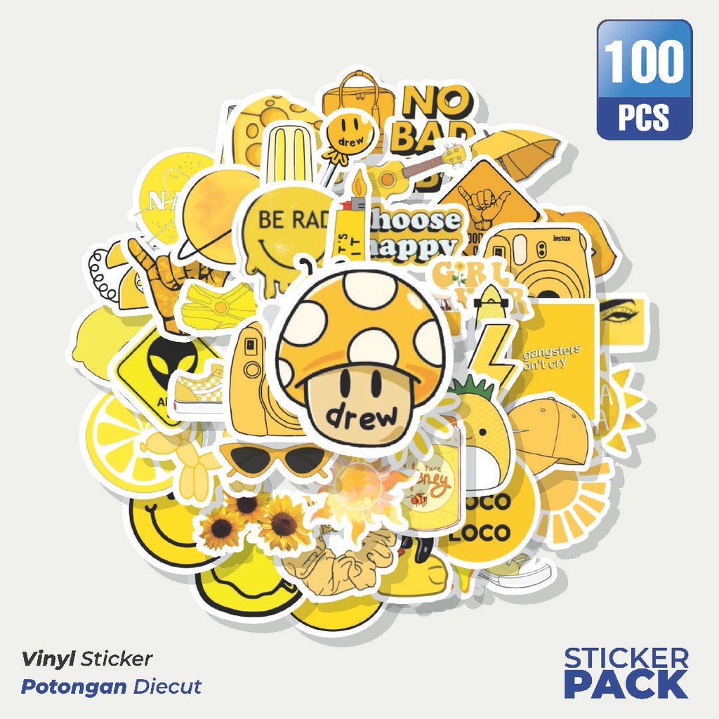 

Super Hemat! 100 PCS Stiker VSCO Yellow Aesthetic [VSCO Kuning Aesthetic] Waterproof Aesthetic- Untuk Laptop, Motor, dan Helm - Paper Stationery Pack