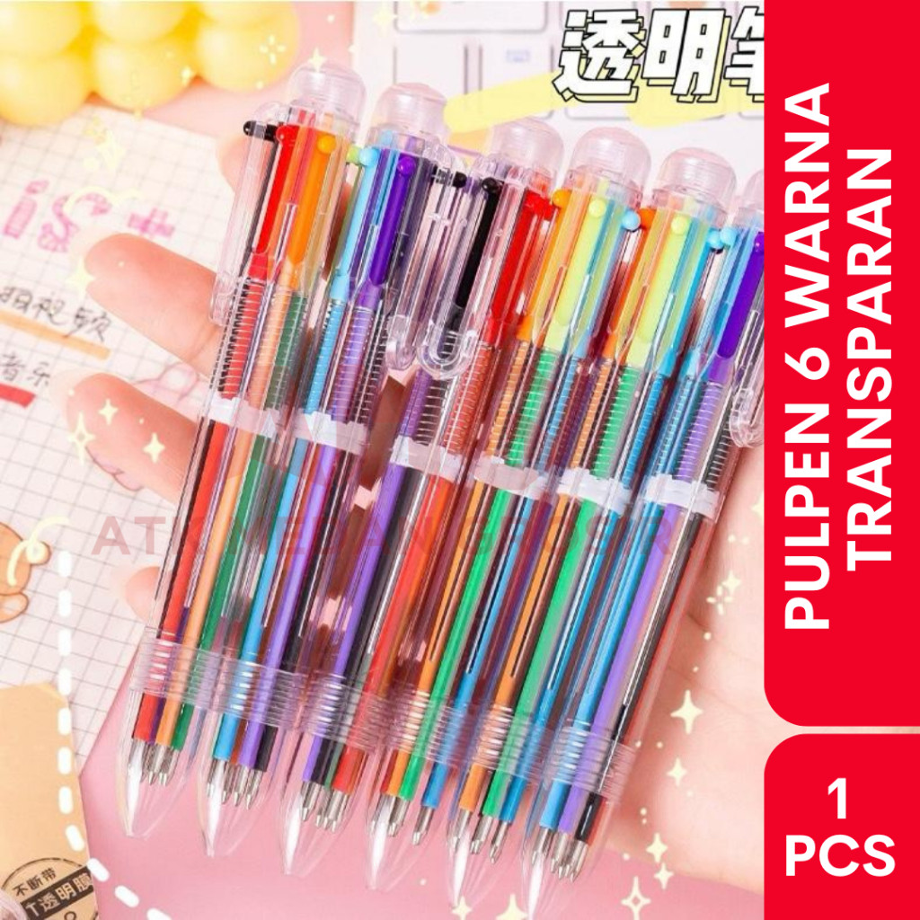 

PULPEN 6 WARNA TRANSPARAN 6 IN 1 PER PCS