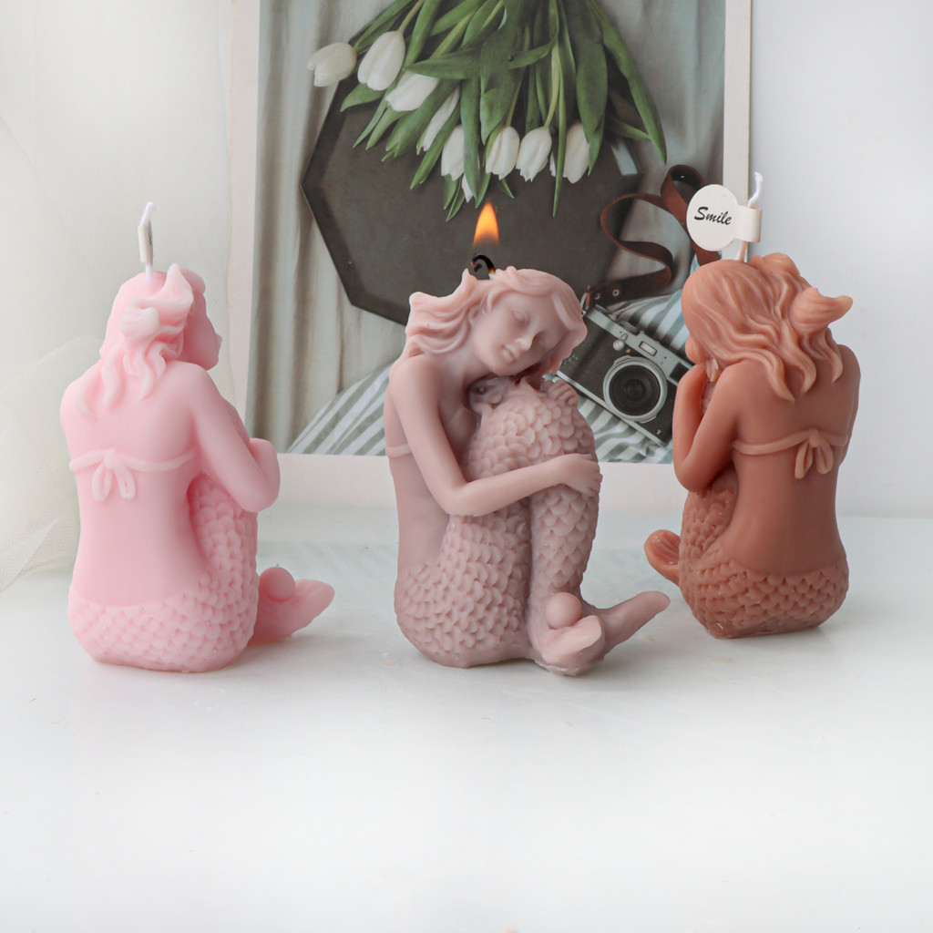 

Leg-hugging Mermaid Silicone Candle Mold Girl Sleep Shape Resin Plaster Mold for Birthday Party Home Decoration Crafts Gifts