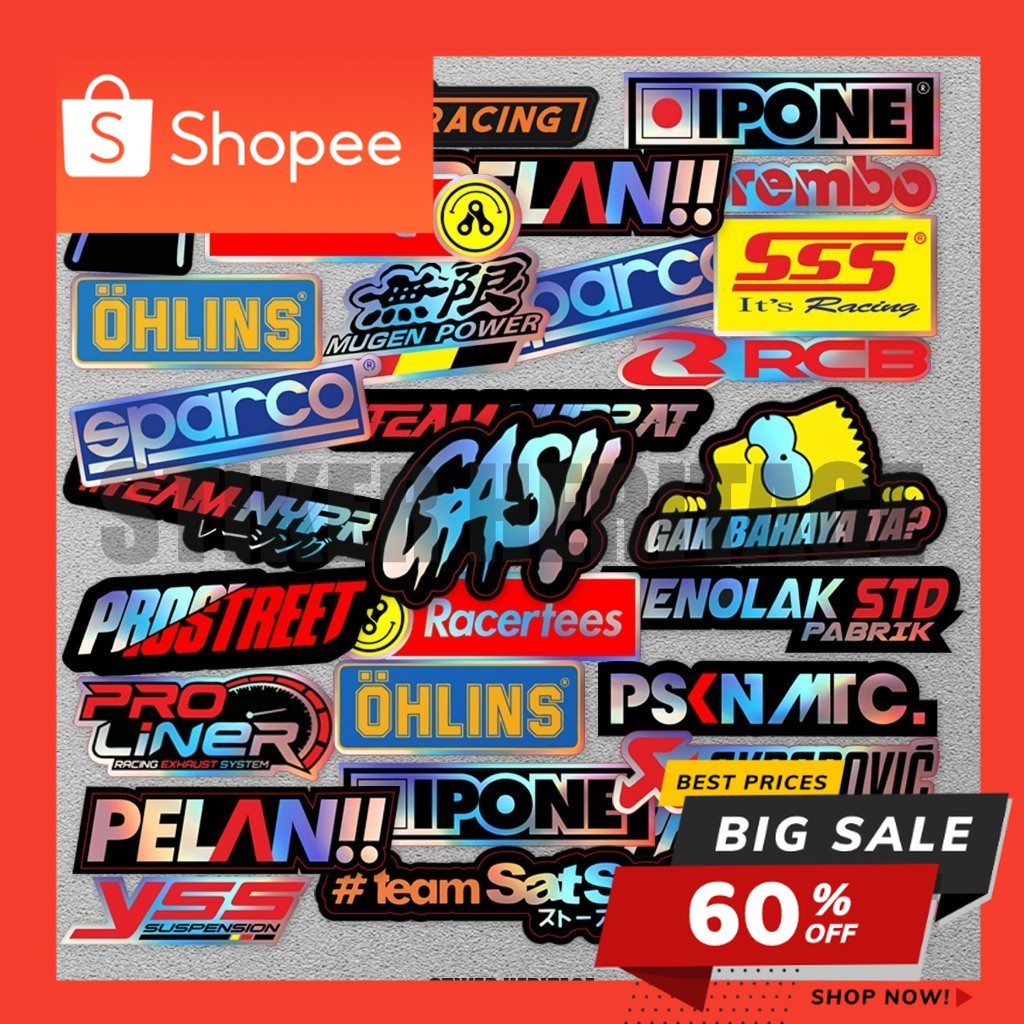 

( 22PCS )STICKER STIKER RACING HOLOGRAM | STIKER MOTOR | STICKER HELM, stciker pack stiker helm stiker estetik stiker motor dan helm stiker untuk motor dan helm
