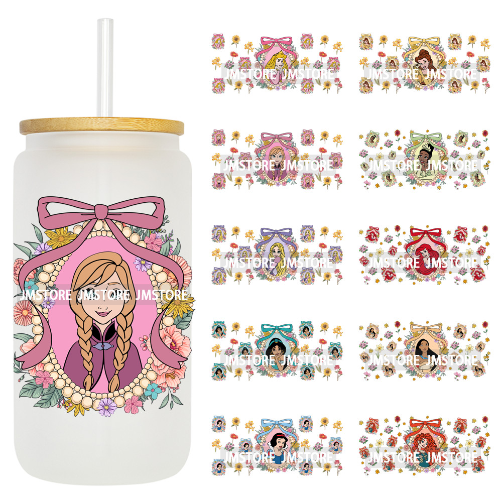 

Magical Mirror Princess Coquette Bow 16OZ UV DTF Cup Wraps Ready To Apply Waterproof Transfer Stickers For Libbey Glass Can Mugs