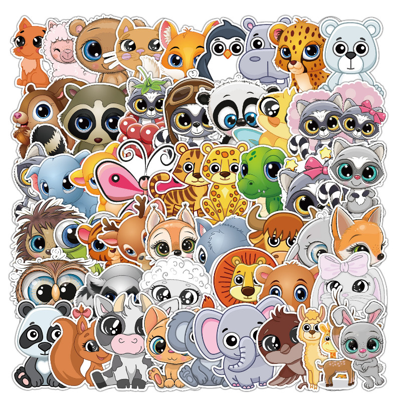 

10/25/50pcs Cartoon Big Eyes Animal Stickers for DIY Luggage Water Bottle Phone Laptop Guitar Scrapbook Notebook Decal