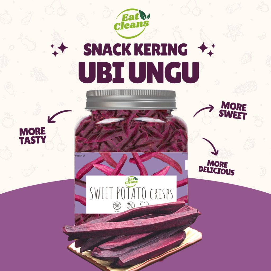 

Keripik Ubi Ungu Premium - Dried Purple Sweet Potato - Cemilan Sehat Kripik Ubi Ungu Renyah - Cemilan Diet rendah Kalori - Makanan Ringan