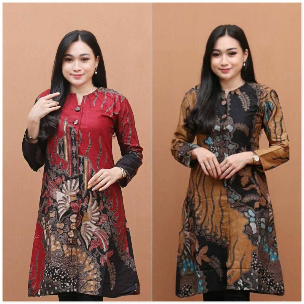 Tunik Batik Wanita Modern | Atasan Batik Wanita Baju Batik Wanita Terbaru Premium Dress Batik Wanita