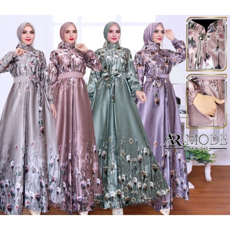 Gamis SET HIJAB Segi Empat Silk Allsize dan Jumbo