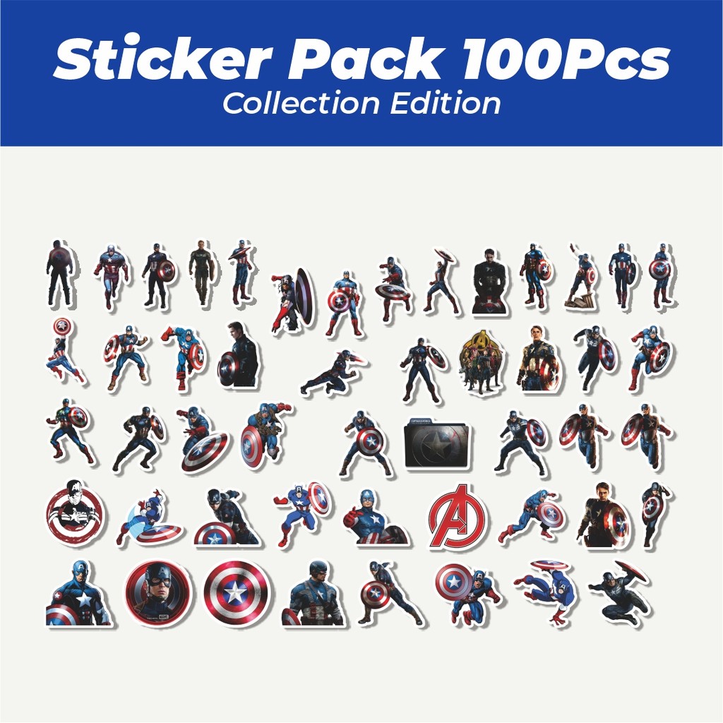 

Hot Stiker Marvel Series Character Captain Amerika Lucu Anti Air Stikers Berperekat Waterproof Sticker Decal Buat Motor Helm Buku Journal Koper Casing HP Laptop Botol Minum