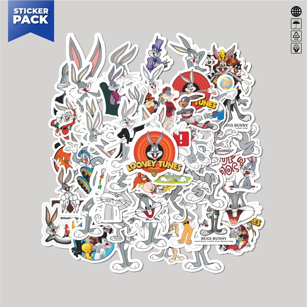 

[100PCS]Stiker Pack Stiker Kartun Warmer Bros Series Looney Tunes Character Bugs Bunny Aesthetic Vinyl Anti Air Dekorasi Sticker Laptop Buku Journal Koper Helm Casing HP Gitar Helm Skateboard