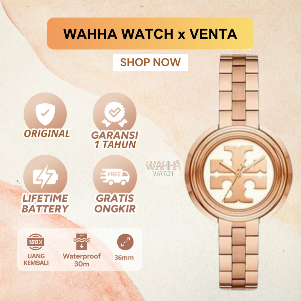 Jam Tangan Wanita Tory Burch TBW6210 / TBW 6210 The Miller Rose Gold Stainless Steel [BERGARANSI]