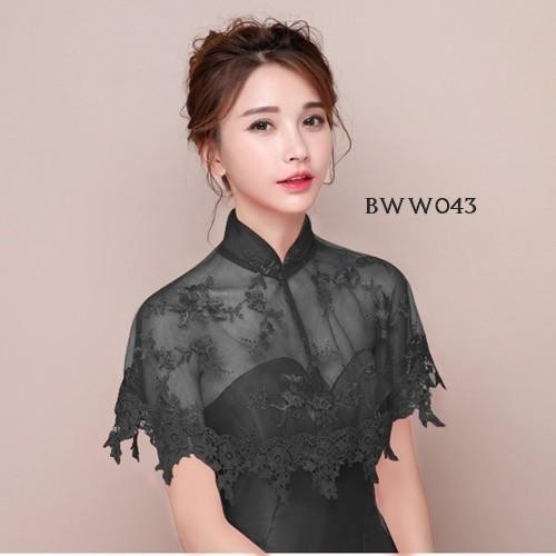 Cardigan Pesta Wanita Bolero Renda Lace Hitam Aksesoris Pesta Modern  BWW043