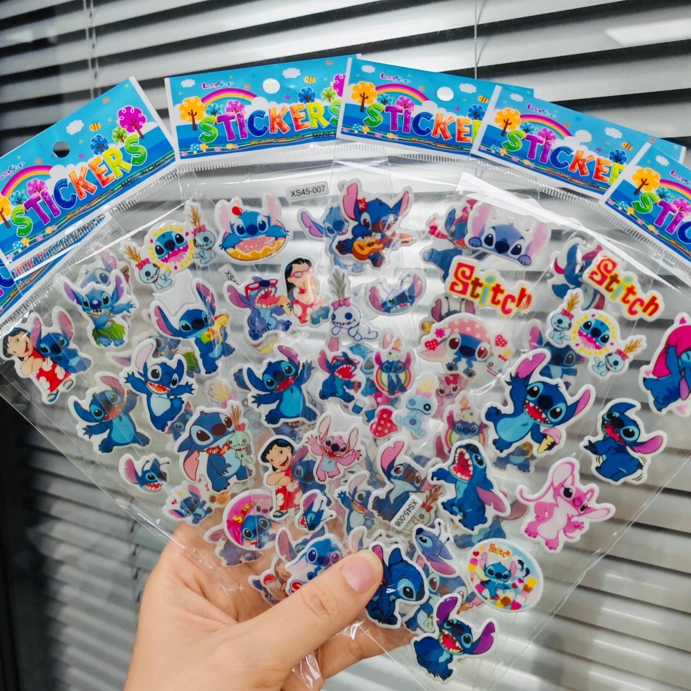 

12PCS Cartoon Disney Stitch Bubble Stickers Kawaii Anime Three Dimensional 3D Puffy Bulk Sticker Kids Girl DIY Toys Sticker Gift