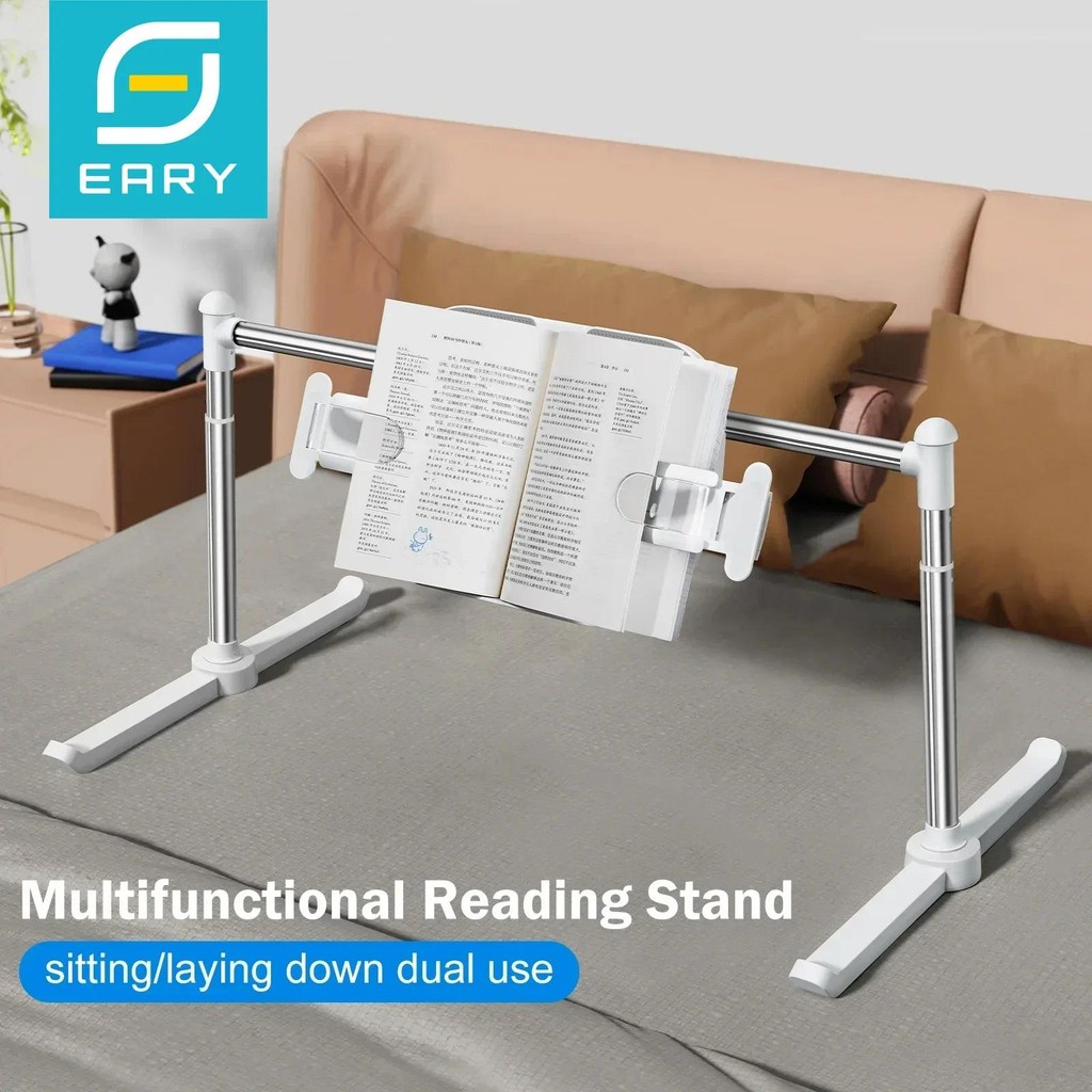 

Eary Book Stand for Reading Adjustable Bed sofa Lazy Holder lying for Paperbacks CookBooks TextBooks Magazines with Page Clips