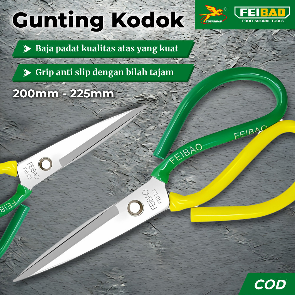 

FEIBAO Gunting Kodok Besar 200mm – Gunting Serbaguna Tajam untuk Kain, Kulit, Plastik & Kertas