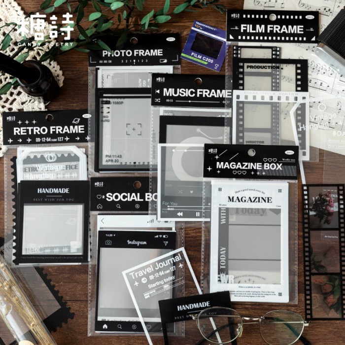 

【MAPLESOL】33 Sticker Polaroid Frame BNW PET PVC Edition Scrapbook Journal DIY Stiker Craft