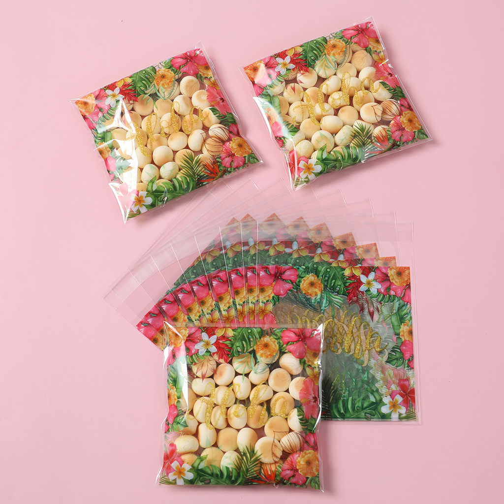 

50/100pcs Hawaiian Flamingo Gift Bag Summer Beach Birthday Party Decorations Kids Favors Cookie Bag Hawaii Luau Tropical Party
