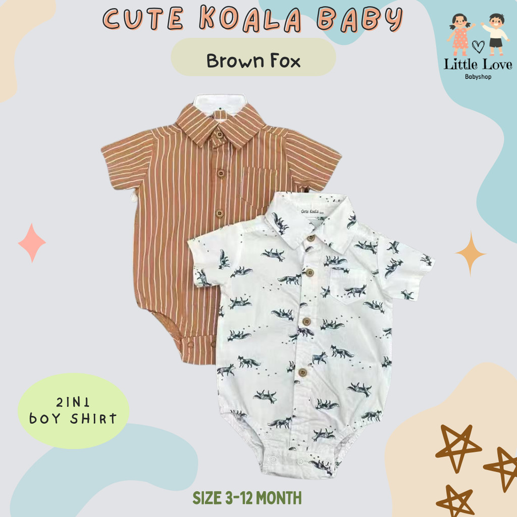 ALPI.YAH Littlelove Cute Koala Baby Kemeja Bayi Laki Laki 2in1 / Kemeja Anak Laki laki new born samp