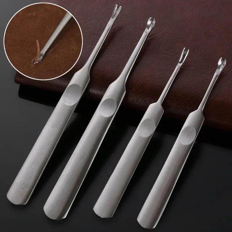 

4pcs U+V Shaped Leather Stit-ing Skiving Handmade Groover Pun-ing Tool Kit Leathercraft Hole Pun-er Edge Beveler Tool Kit