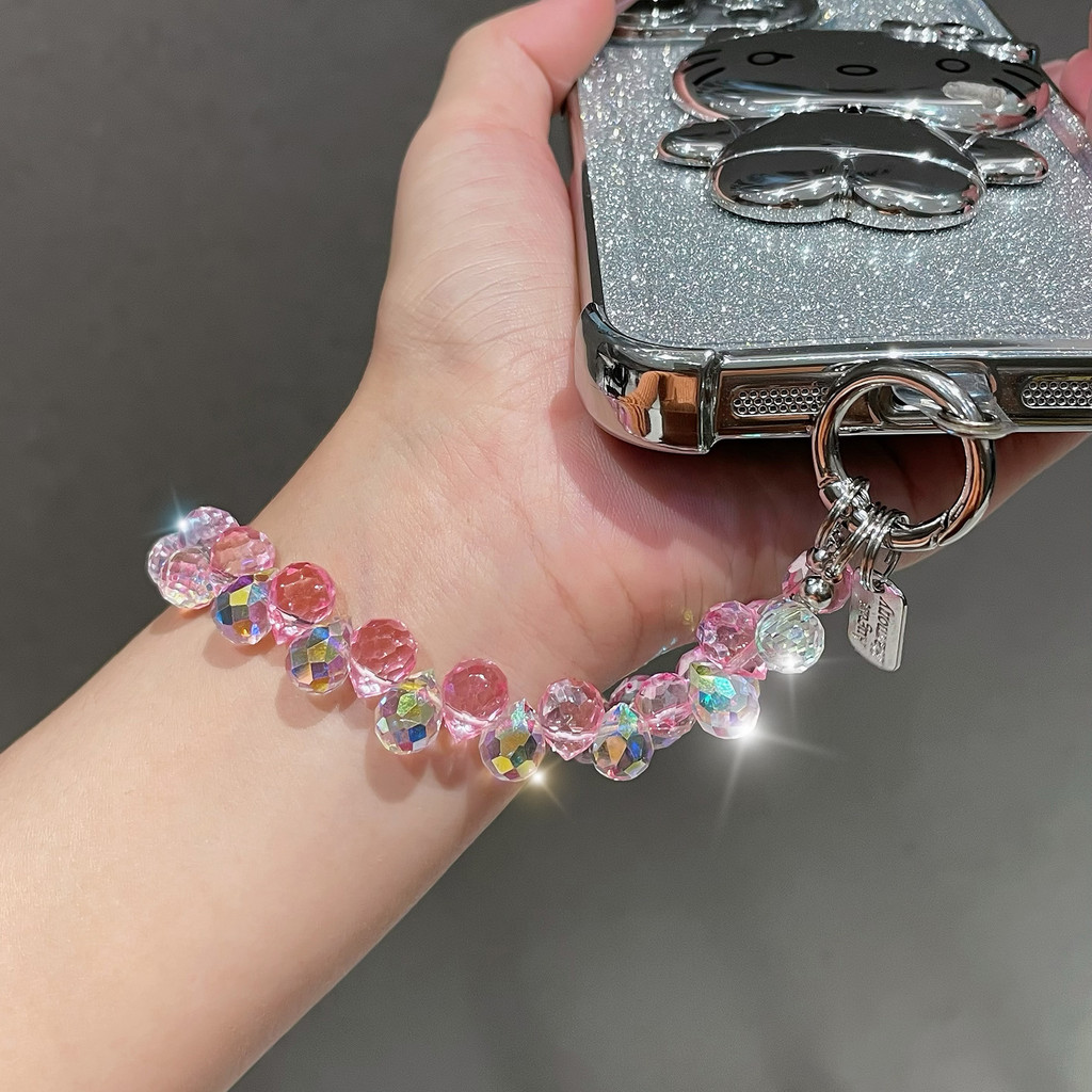

Crystal Bead Pendant Keychain Colorful Mobile Phone Lanyard Chain Girls Bag Accessories Sparkle Key Chain Stylish Jewelry Gift
