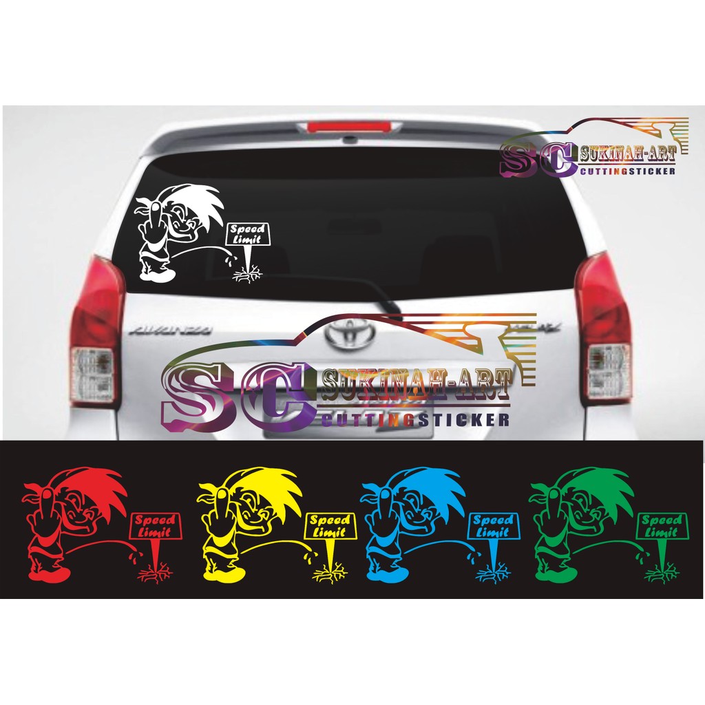 (NEW) Animasi Kartun Lucu Speed Limit mobil stiker cutting sticker cod cocok di aplikasikan ke Body 