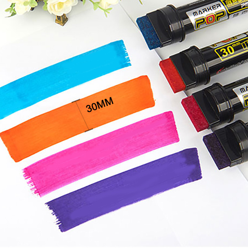 

12Colors 30mm POP Waterproof Paint Permanent Refillable Marker Pen Sketching Graffiti Markers Poster Pen School Supplies