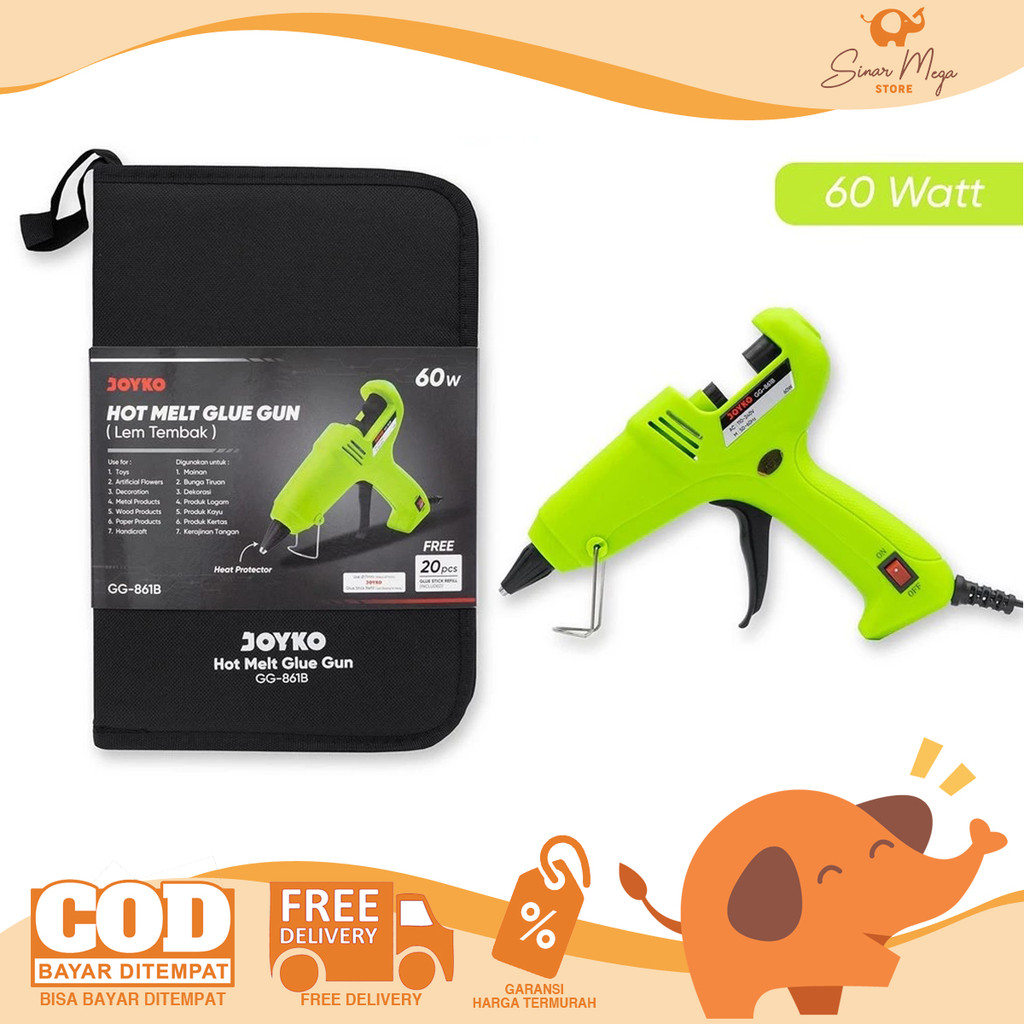 

JOYKO Hot Melt Glue Gun GG-861B 60w Besar - Lem Tembak Besar SET Murah