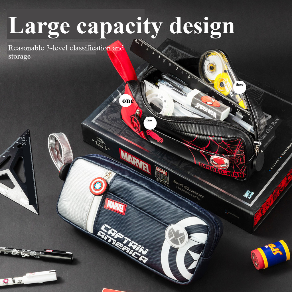 

Disney Marvel Spider-Man Captain America Pencil Case School Office Organizer for Kids Boys Superhero Stationery Gift