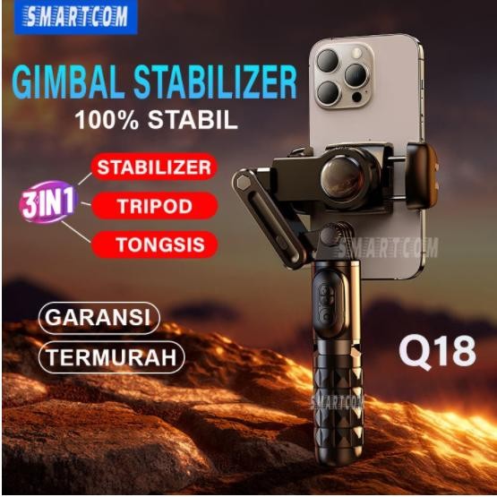 Terbaru Smartcom Q18 Gimbal Stabilizer Handphone Smart Tracking Tripod Hp - GIMBAL Q18