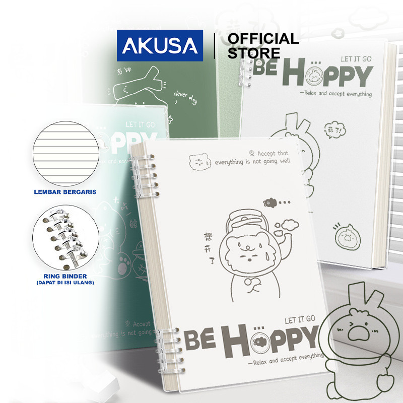 

AKUSA Binder Note A5/B5 Buku Catatan Buku Tulis Study Office Journal Spiral Bening Dapat Dibuka BN006
