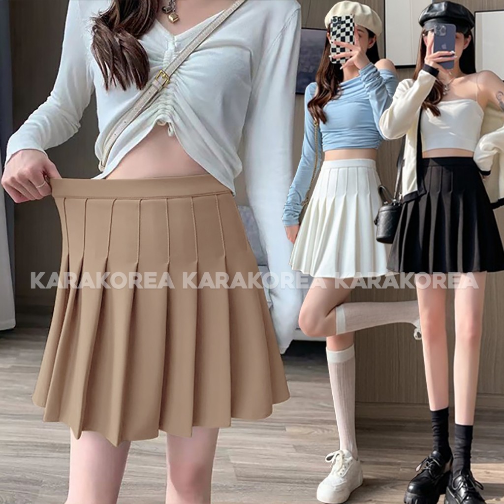 KARAKOREA 801 Banding Tennis Skirt with inner pants ROK BIG SIZE JUMBO Korean Pleated Skirt TENNIS S