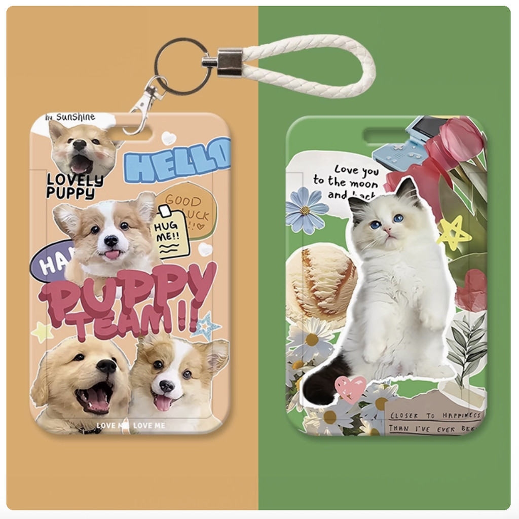 

KITTEN CAHOL ID CARD HOLDER MOTIF KAWAII TEMPAT KARTU PHOTOCARD PHOTO CARD tali lembut warna cerah